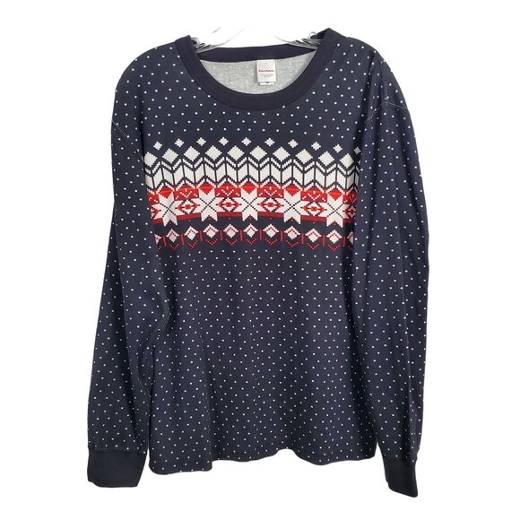 Hanna Andersson Adult Size L Top Knit Organic Cotton Nordic Fair Isle Stretchy - Picture 2 of 11